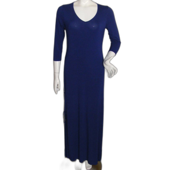 Tommy Bahama Dresses & Skirts - TOMMY BAHAMA Maxi Dress, S, Solid Blue, 3/4 sleeves, Lace-up Vent/Slit, Jersey